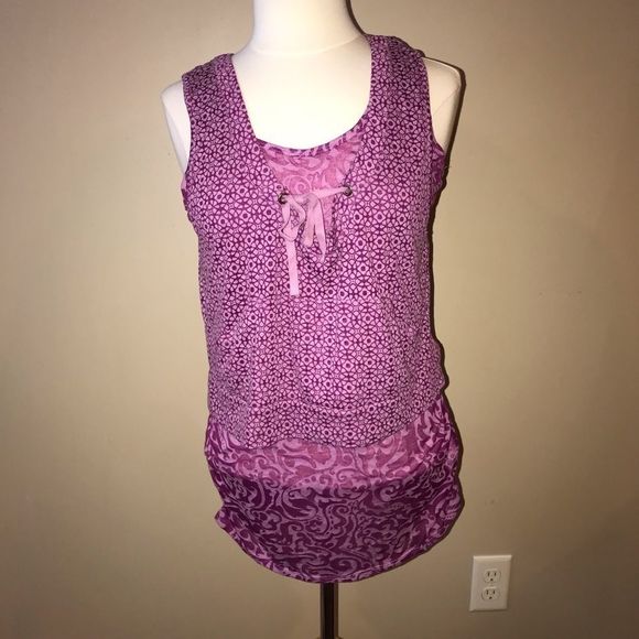 ATHLETA Med Top Tank Layer Paisley Floral Burnout MEDIUM style 906174 - Picture 5 of 8